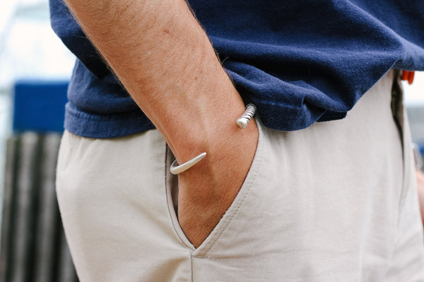 men's nautical fid cuff bracelet in antique silver