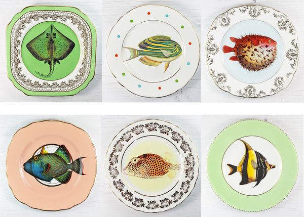  Vintage Fancy Fish Plates by Yvonne Ellen