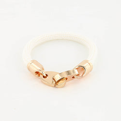 Charter Big Brummel Bracelet with Braided Rubber Wrap in Rosegold and White