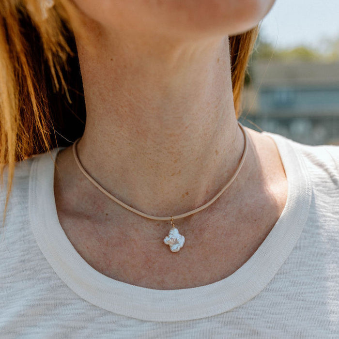 Keishi Pearl Necklace on Leather Cord – Sailormadeusa