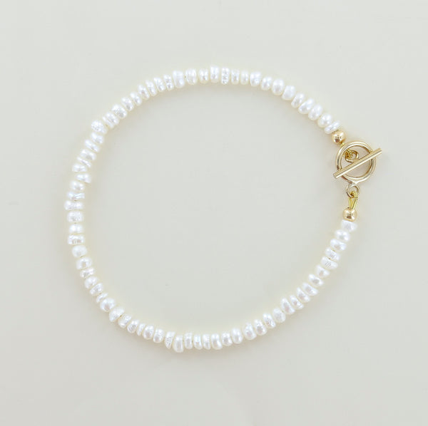 Minimalist Fresh Water Pearl Bracelet, White