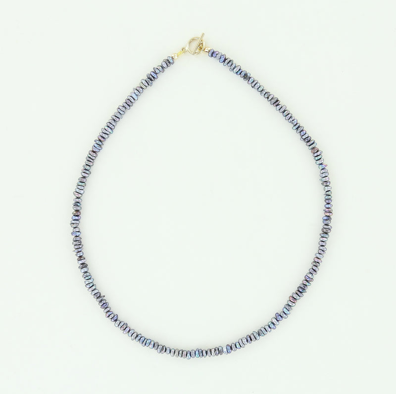 Minimalist Black fresh water pearl necklace handmade in Newburyport, MA.