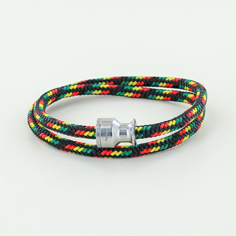sailormade men's nautical rope bracelet with stainless steel rope in black, red, yellow, green