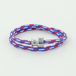 sailormade men's nautical rope bracelet with stainless steel rope in nautical red, white, and blue