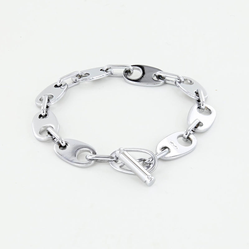Sailormade women's brummel link chain bracelet in polished silver chrome
