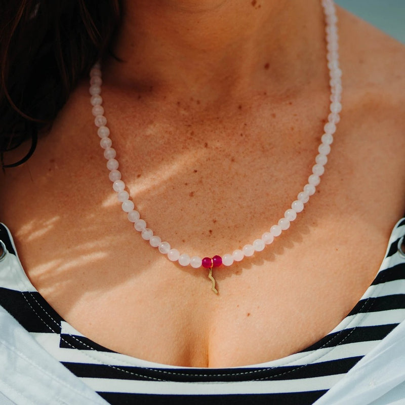 UV Awareness beaded Necklace for sun safety in moonstone