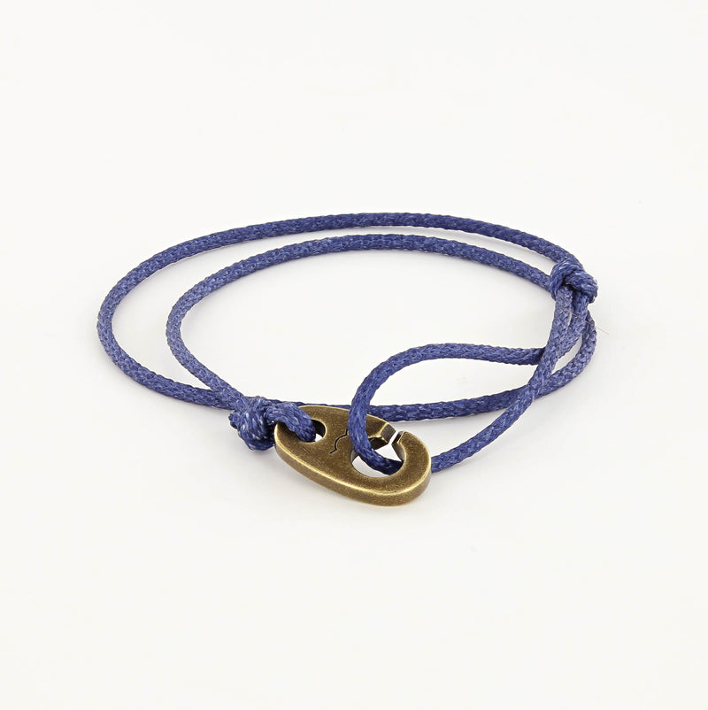 Charger Marine Cord Bracelet in Weathered Brass Faded Blue