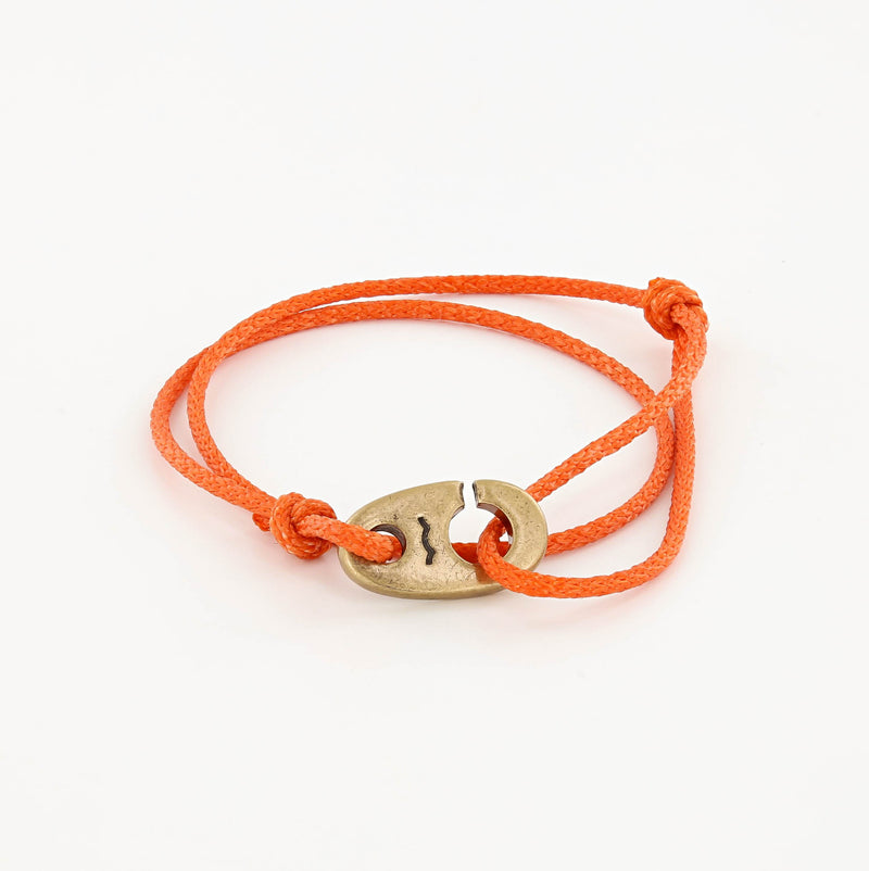 Charger Marine Cord Bracelet in Weathered Brass Faded Orange