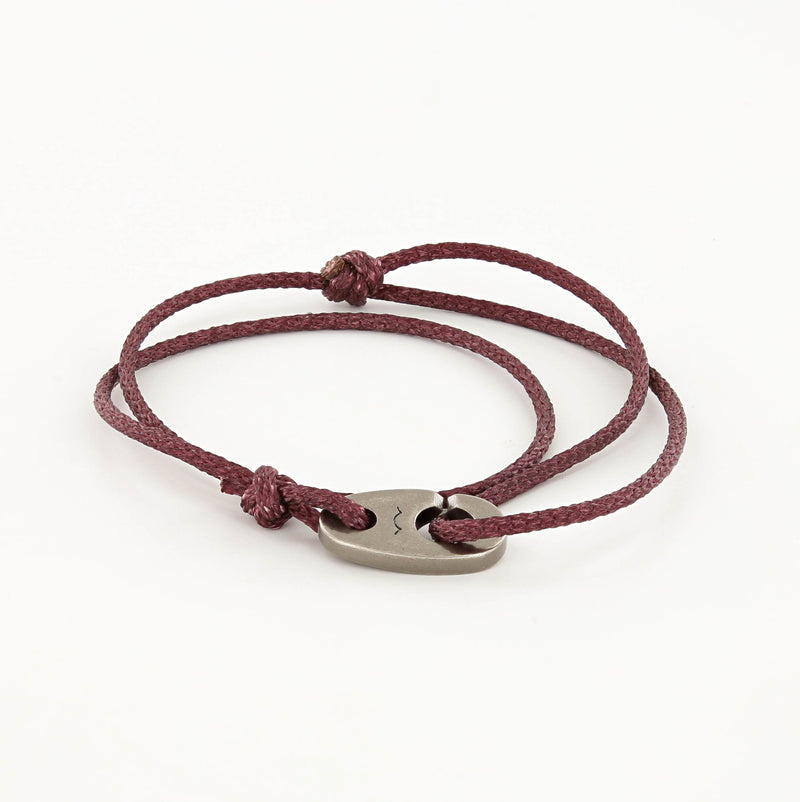 Charger Marine Cord Bracelet in Weathered Silver Faded Maroon