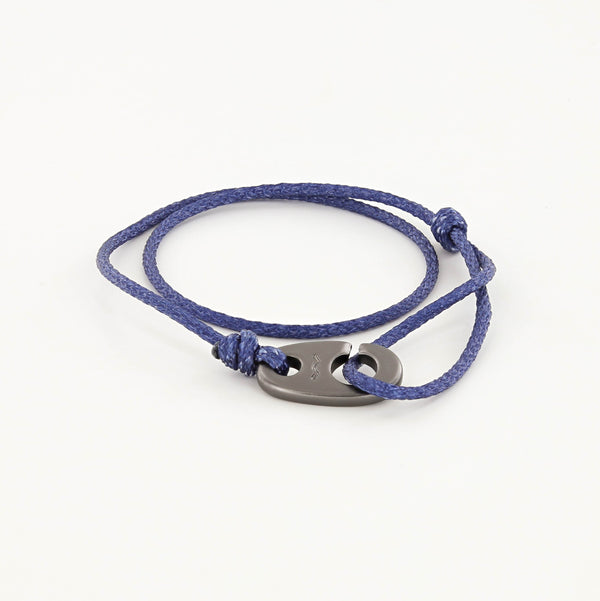 Charger Marine Cord Bracelet in Matte Black Faded Blue