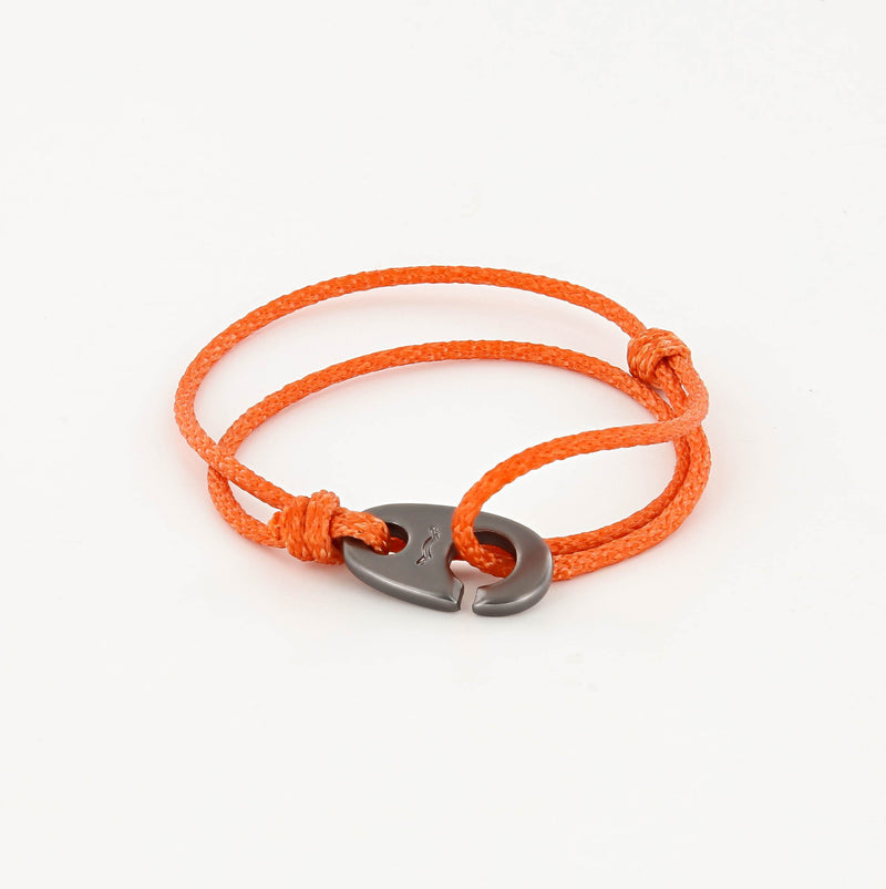 Charger Marine Cord Bracelet in Matte Black Faded Orange