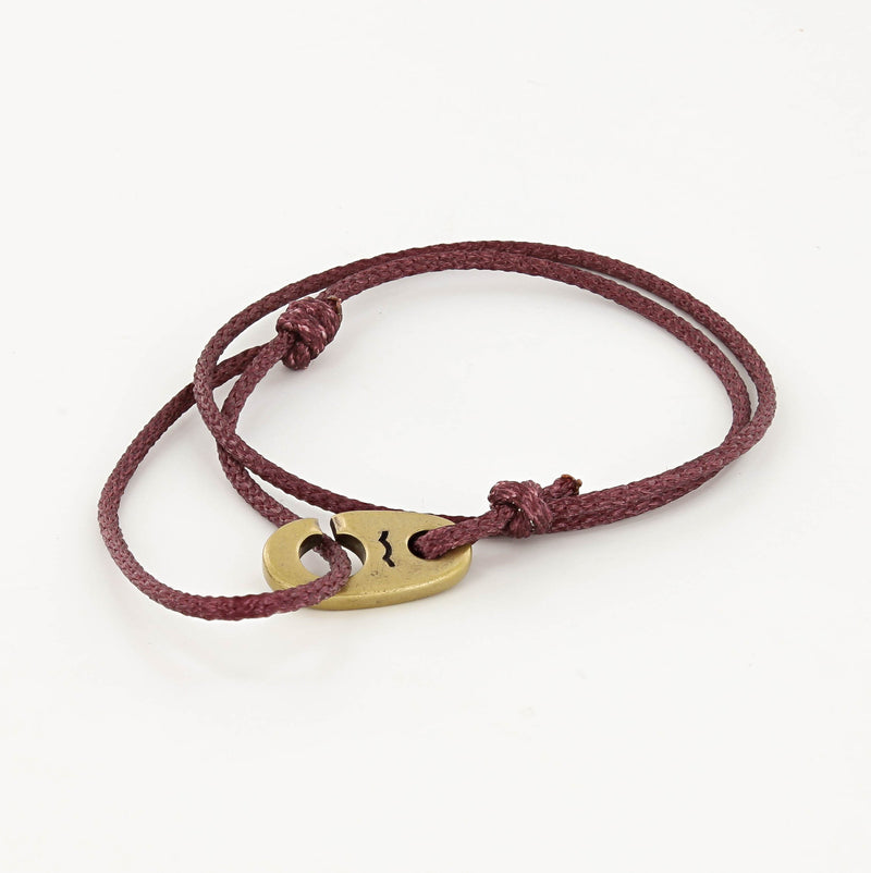 Charger Marine Cord Bracelet in Weathered Brass Faded Maroon