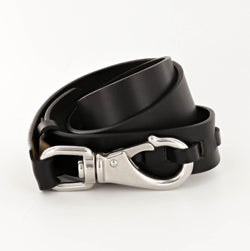 Cargo Leather Belt with No. 2 Snap Hook in Nickel and Black