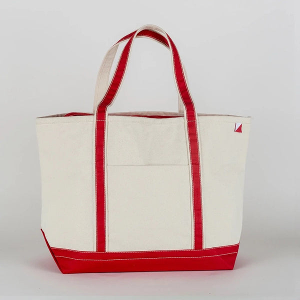 shore bags classic canvas boat tote bag carry-all large in red