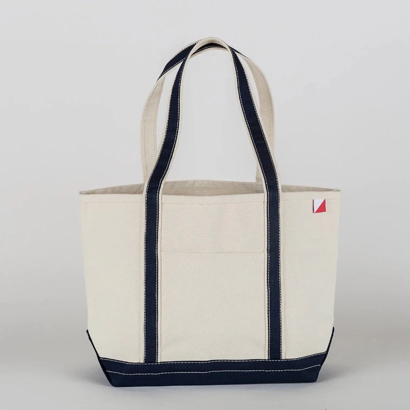 shore bags classic canvas boat tote bag carry-all medium in navy