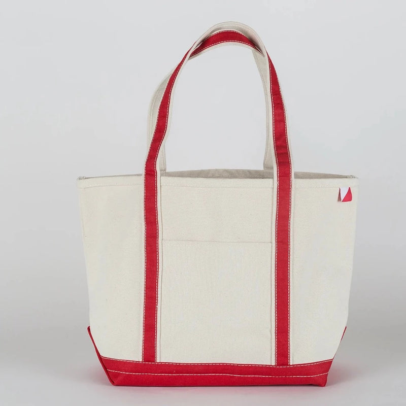 shore bags classic canvas boat tote bag carry-all medium in red