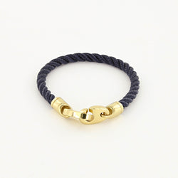 The endeavor single wrap navy marine rope bracelet with gold brummels from sailormade women’s nautical jewelry collection. Handmade with superb quality in Boston, MA.