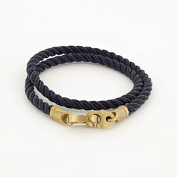  Journey Double Wrap Rope Bracelet with Matte Brass Brummels in Midnight Navy