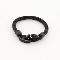 Recruit Braided Rubber Bracelet with Large Powder Coated Brummels in Black and Black