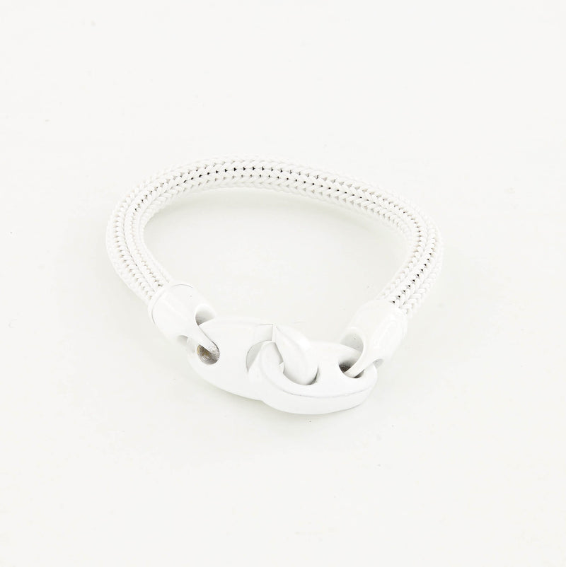 Recruit Braided Rubber Bracelet with Large Powder Coated Brummels in White and White
