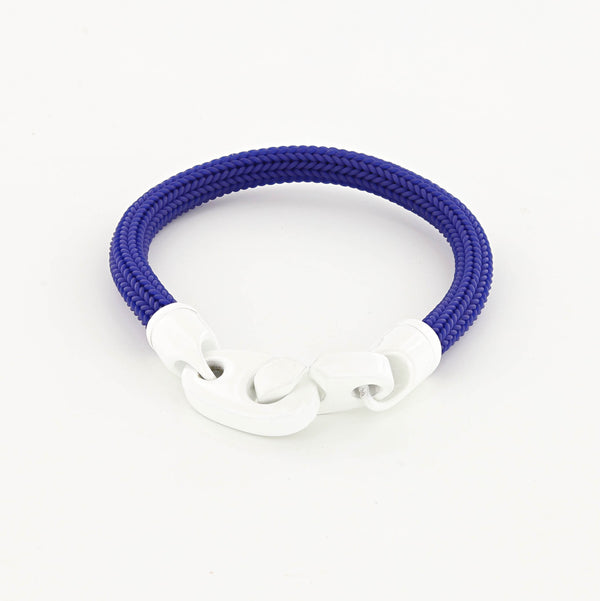 Recruit Braided Rubber Bracelet with Large Powder Coated Brummels in White and Blue