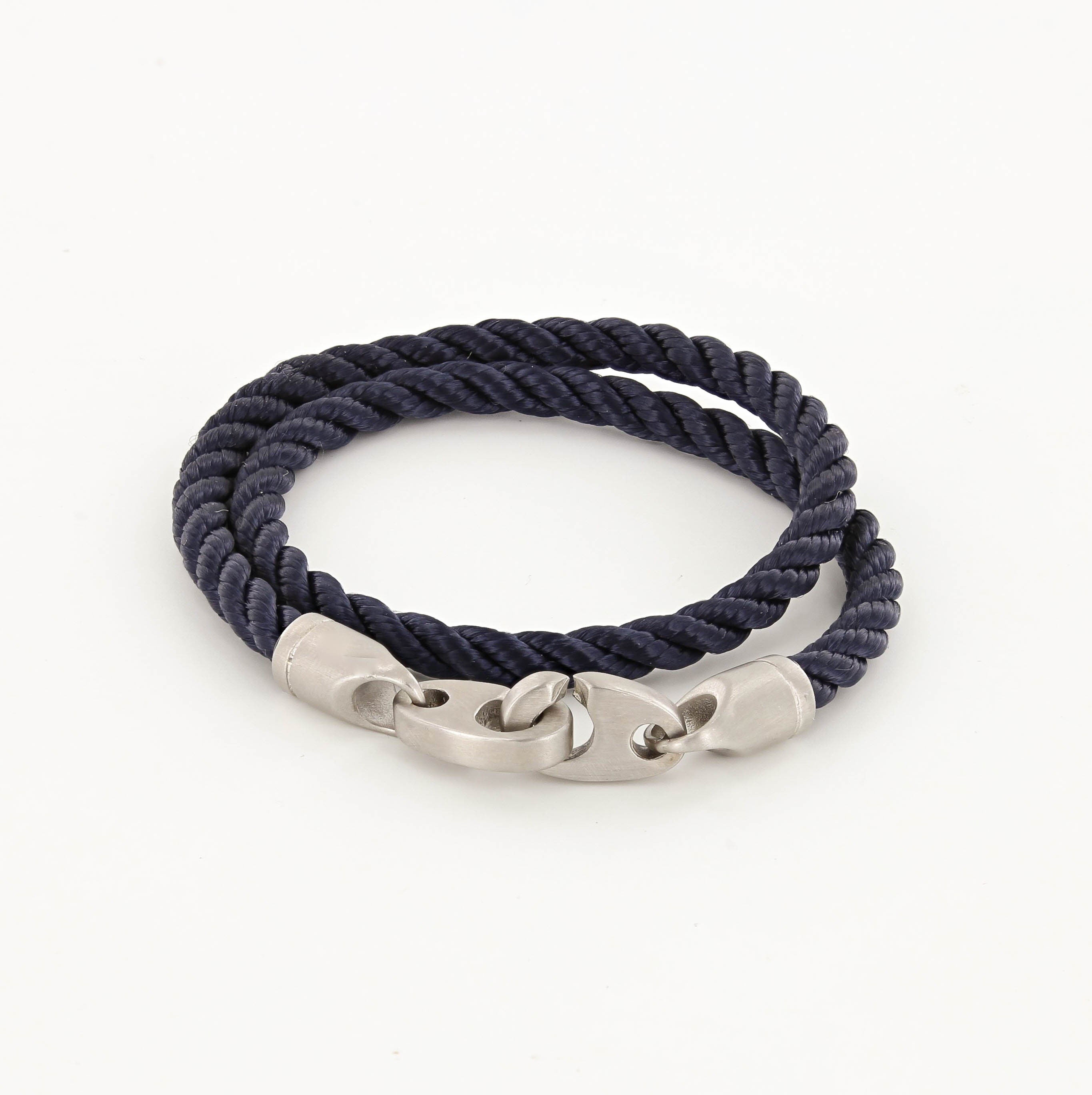 Catch Double Wrap Rope Bracelet with Matte Stainless Steel Brummels