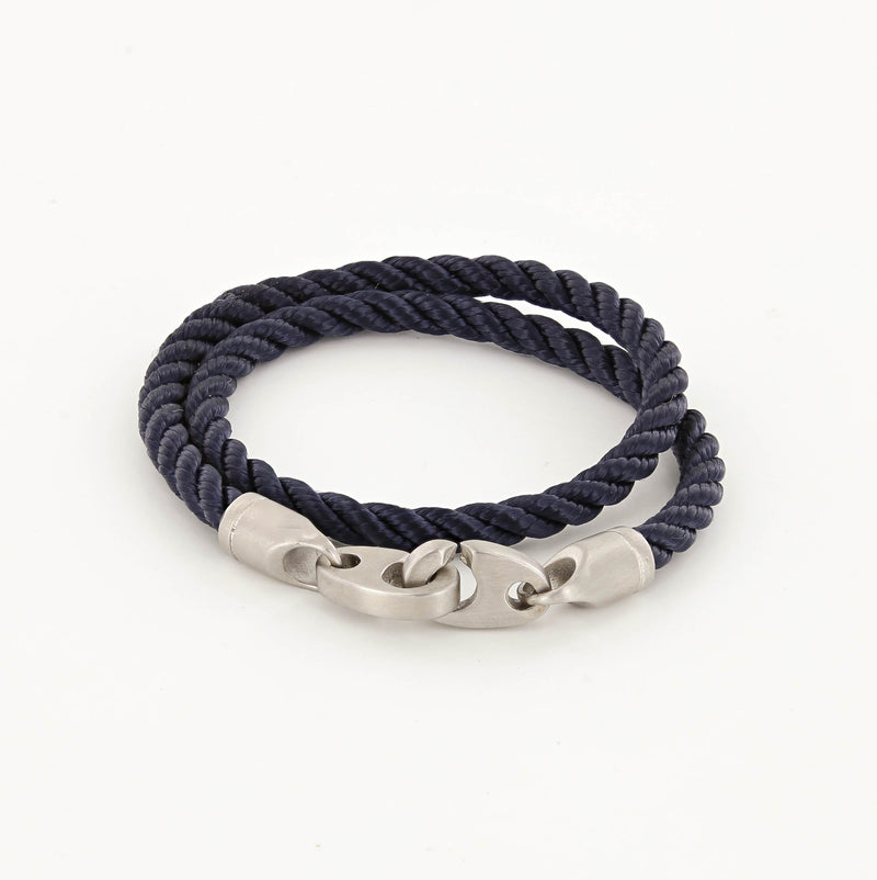 Catch Double Wrap Rope Bracelet with Matte Stainless Steel