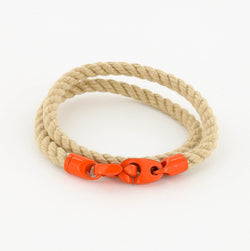 Signal Double Wrap Rope Bracelet with Orange Powder Coated Brummels and wheat Rope