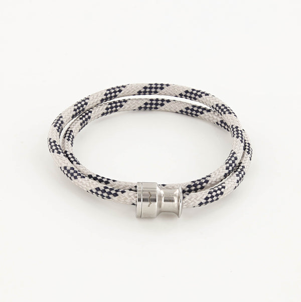 Voyager Double Wrap Rope Bracelet with Stainless Steel Winch Navy and Gray