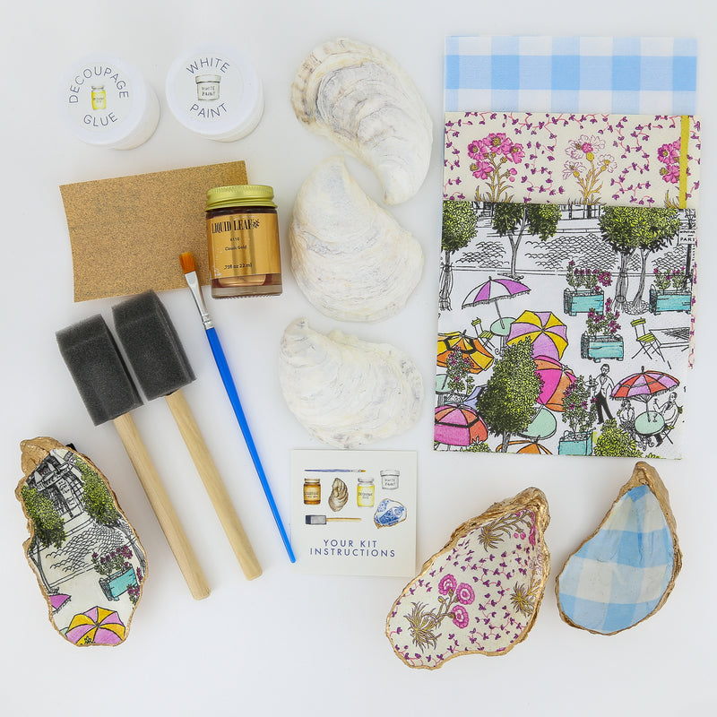 Decoupage Oyster Shell DIY Kit in French Summmer
