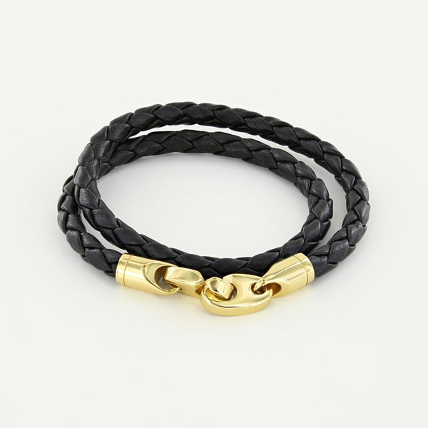 women's endeavor leather double wrap bracelet with polished brass nautical brummels 