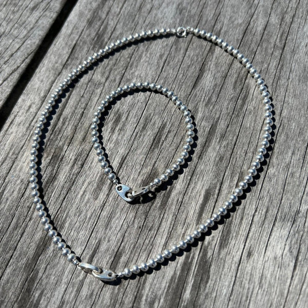 Sailormade women's nautical sterling silver mini brummel bracelet and necklace made in new england.