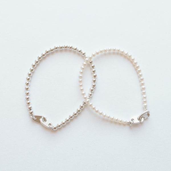 Sailormade women's nautical sterling silver and pearl mini brummel bracelets made in new england.