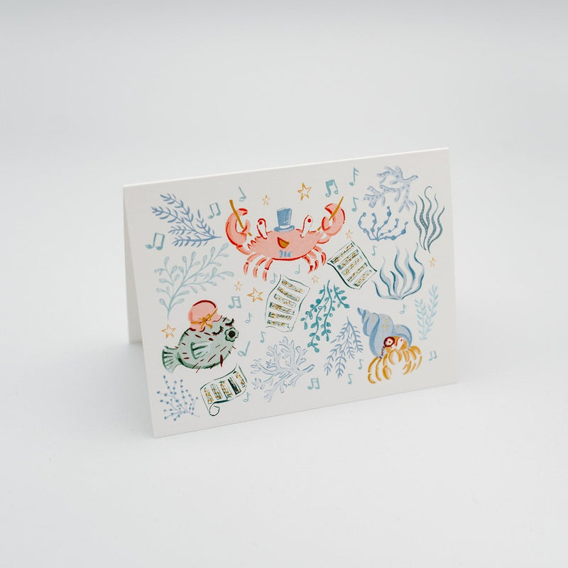 Sailormade x Lexi Mayde Handmade Greeting card of caroling crustaceans
