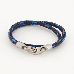 Contender Double Wrap Rope Bracelet with Matte Stainless Steel Brummels in Navy Sports Blue