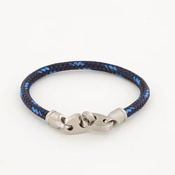 Contender Single Wrap Rope Bracelet with Stainless Steel Brummels in Navy Sports Blue