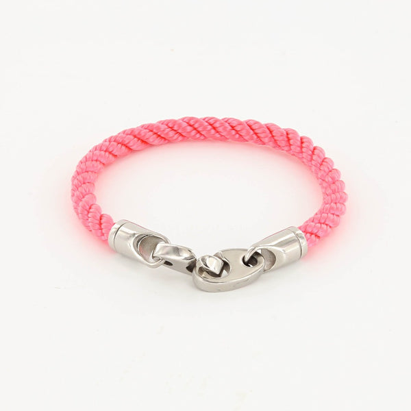 Elsewhere Single Wrap Rope Bracelet with Stainless Steel Brummels in bikini pink