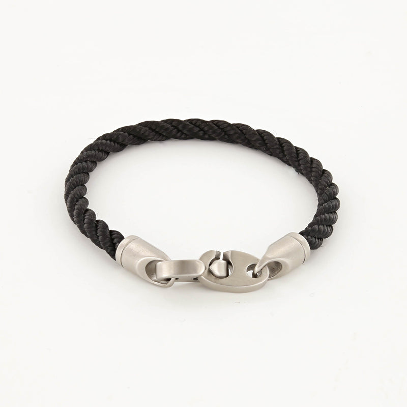 Catch Single Wrap Rope Bracelet with Matte Stainless Steel Brummels