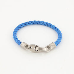 Catch Single Wrap Rope Bracelet with Matte Stainless Steel Brummels in Ocean Blue