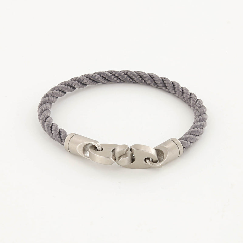 Catch Single Wrap Rope Bracelet with Matte Stainless Steel Brummels in Charcoal Gray