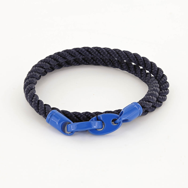 Signal Double Wrap Rope Bracelet with Ocean Blue Powder Coated Brummels and Navy Rope