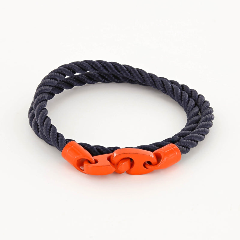 Signal Double Wrap Rope Bracelet with Orange Powder Coated Brummels and Navy Rope