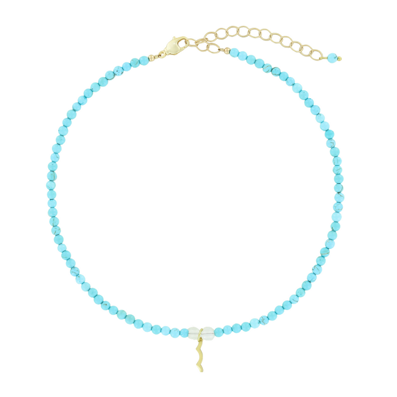 UV Awareness beaded Necklace for sun safety in Cyan Turquoise