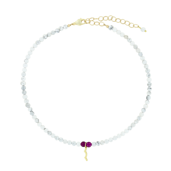 UV Awareness beaded Necklace for sun safety in howlite