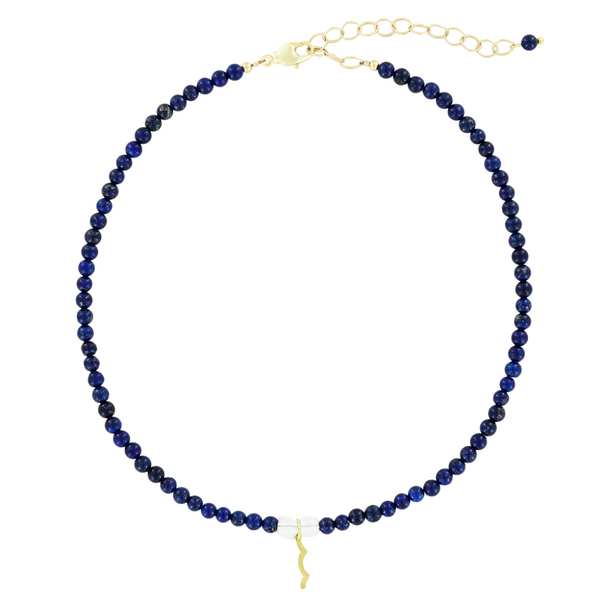 UV Awareness beaded Necklace for sun safety in lapis lazuli
