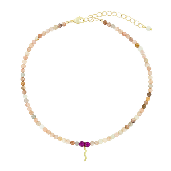 UV Awareness beaded Necklace for sun safety in sunstone