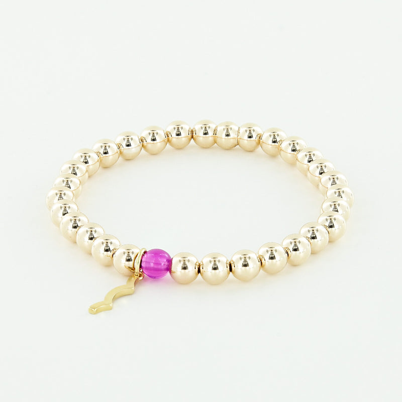 Sailormade rayminder uv awareness bracelet in 6mm 14k yellow gold fill beads. Wear for increased sun safety and protection. Made by Boston’s favorite bracelet company.