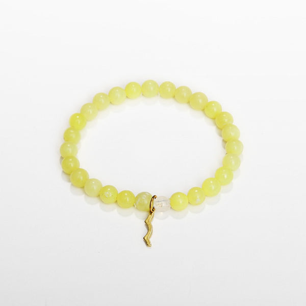UV awareness beaded beach bracelet for sun safety in lemon jade