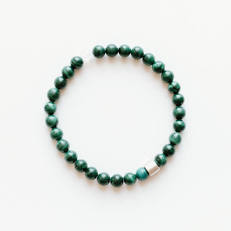 Sailormade men’s raymidner uv awareness bracelet for sun safety and protection. 6mm malachite beads. Made by Boston’s favorite bracelet company. 