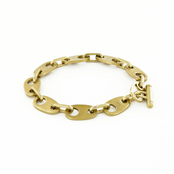 women's nautical brummel link chain bracelet in matte brass